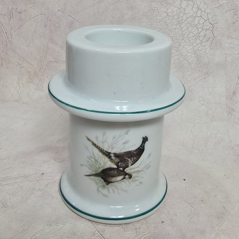 1 Vintage Colonial White 5" Porcelain Pheasant Votive & Taper Candle Holder Japa